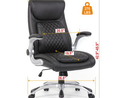High Back Ergonomic Executive Office Chair, Adjustable Height And Lumbar Support For Home & Office - Black