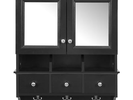 Modern Bathroom Mirror Cabinet With Drawers, Organizer Hooks, And High-Definition Mirrors