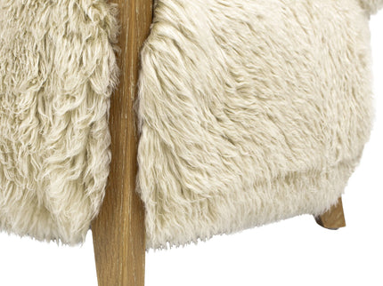 Enchante - Sheepskin Accent Loveseat - Taupe / Natural