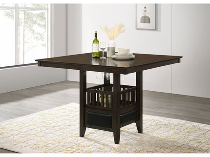 Finley - Square Counter Table With Storage Pedestal Dining Table - Espresso