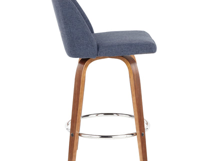 Toriano - Mid-Century Modern Fixed Height Counter Stool With Round Footrest (Set of 2)