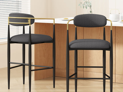 Upholstered Bar Stools With Backs For Kitchen Island (Set of 2)
