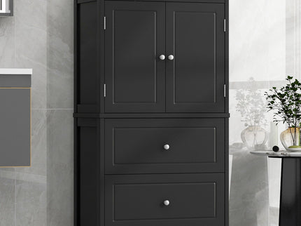Bathroom Storage Cabinet With 2 Doors And Drawers, Adjustable Shelf