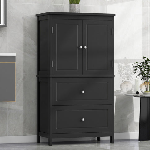 Bathroom Storage Cabinet With 2 Doors And Drawers, Adjustable Shelf