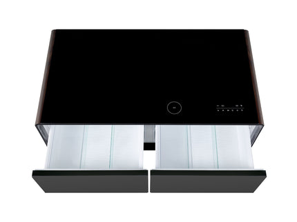 Modern Smart Coffee Table With Built-In Fridge, tooth Speaker, Wireless Charging Module, Touch Control Panel, Power Socket, USB Interface, Outlet Protection, Atmosphere Light