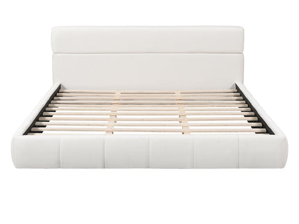 Upholstered Platform Bed Frame With Soft Boucle Headboard