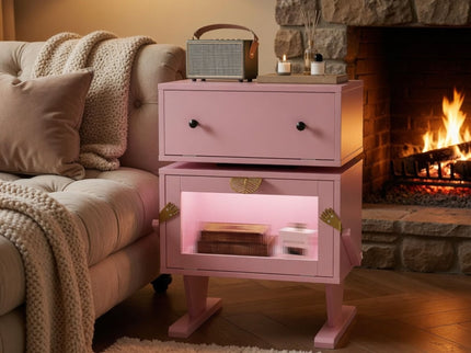 Robot LED Nightstand With 360° Rotating Drawer