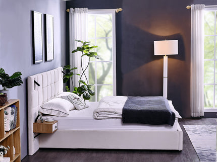 Upholstered Hydraulic Platform Bed With Storage Shelves, Reading Lamps, USB Port