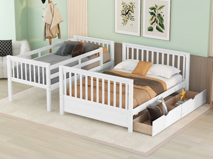 Bunk Bed With Ladders And 2 Storage Drawers