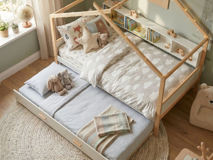 House Bed With Bookshelf Storage
