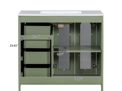 Bathroom Vanity With Two Soft Close Doors, Adjustable Shelves And Three Drawers