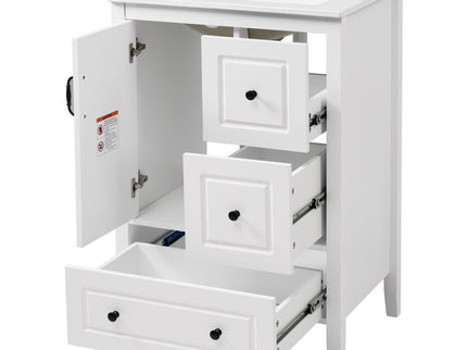 Freestanding Bathroom Vanity With Sink, Soft Closing Cabinet And Drawers - White