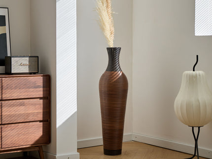 Tall Standing Designer Floor Vases With Elegant 2 Tone Finishes Ideal For Decorating Living Rooms, Bedrooms, Entryways Perfect For Decorating Your Home - Black / Gray