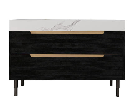 Bathroom Vanity With Undermount Sink, 4 Drawers Storage, Free Standing / Wall Mounted - Black / White
