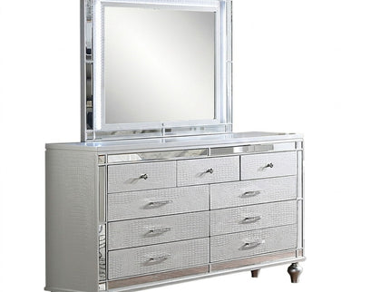 1 Piece Dresser With Snake Skin Bedroom Furniture - Silver