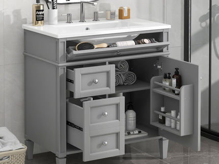 Bathroom Vanity With Top Sink, Storage Cabinet With 2 Drawers, Tip Out Drawer