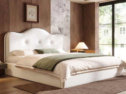 Upholstered Platform Bed With Sturdy Frame And Headboard
