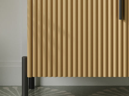 Fluted Bathroom Vanity With Ceramic Sink, Freestanding Design