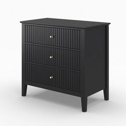 Fluted 3 Drawer Nightstand With Soft Close Slides