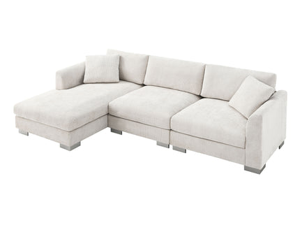 Modern Cloud Sectional Sofa L Shaped Luxury Couch Set With 2 Free Pillows 4 Seat With Oversized Chaise