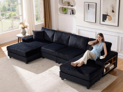 U-Shaped Convertible Sofa, 4 Seater Large Living Room Lounge