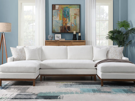 Valiant - Chenille Sectional Sofa With 4 Pillows - Ivory