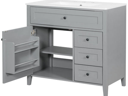 Bathroom Vanity With Sink, Cabinet With 3 Drawers And Adjustable Shelf
