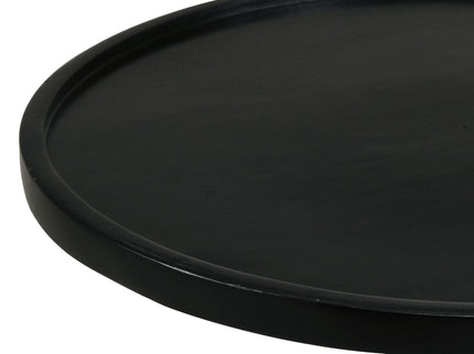 Stain Pedestal Accent Round Table With Lipped Top - Black