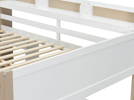 Loft Bed With Built In Storage Shelves, Clothes Rail, And Desk