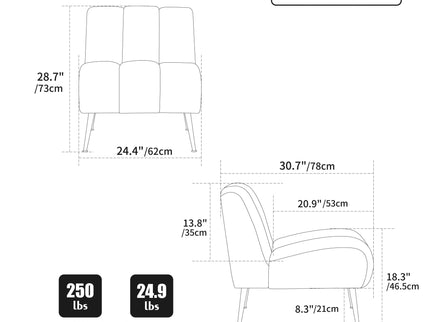Upholstered Armless Chair For Living Room