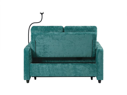 Modern Loveseat Pull Out Sofa Bed With Adjustable Backrest, Two Cup Holders, A Phone Holder, Three Charging Ports And Side Storage Pockets For Living Room