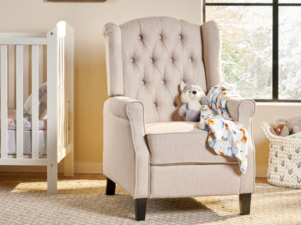 Contemporary Tufted Fabric Push Back Recliner - Beige