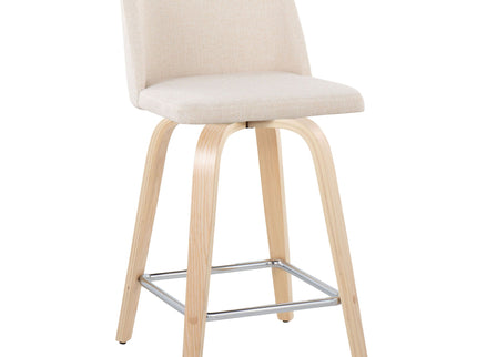 Toriano - Contemporary Fixed Height Counter Stool With Swivel With Square Footrest (Set of 2)