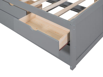 Captain Bed With Built In Bookshelves, 3 Storage Drawers, And Trundle
