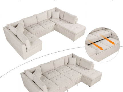 Oversized Sectional Sofa U-Shaped Sofa Couch Pull-Out Sofa Bed With Two Throw Pillows For Living Room