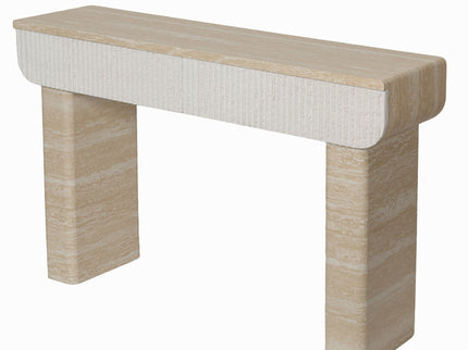 Entryway Table With 2 Hidden Handle Drawers For Entrance - Beige / Yellow