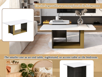 Small Square Coffee Table With End Table (Set of 2)
