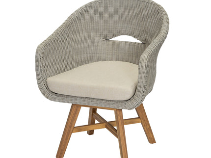Modern Coastal Rattan Dining Chairs, (Set of 2), Solid Wood Legs - Beige