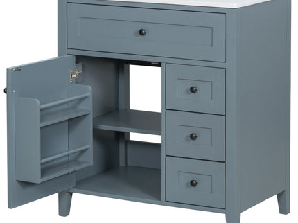 Bathroom Vanity With Sink, 3 Drawers And Adjustable Shelf