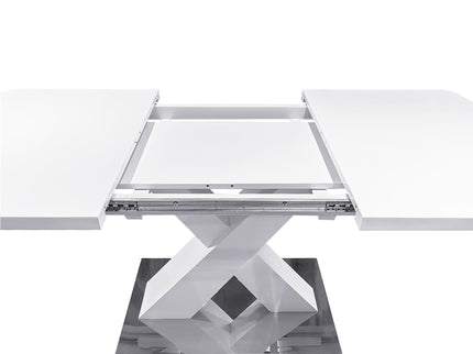 Rectangle Dining Table, Stretchable, X Shape Legs - White