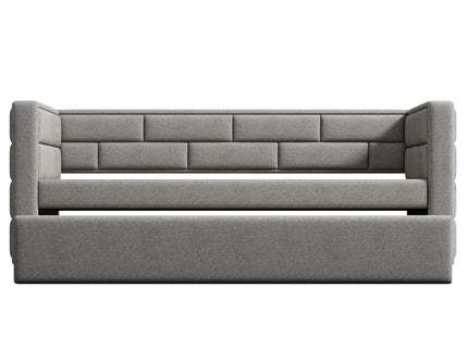 Upholstered Twin Size Daybed With Trundle, Padded Back And Sides - Gray