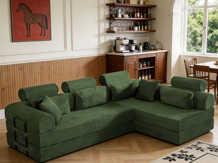 Modern L-Shape Modular Sectional Sofa, Compressed Design