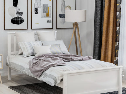 Platform Bed With Headboard, Footboard And Wood Slat Support