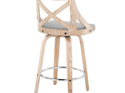 Charlotte - Farmhouse Fixed Height Counter Stool With Swivel And Round Footrest (Set of 2)