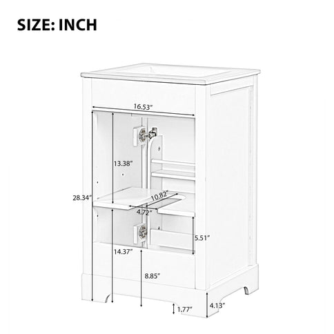 20" Bathroom Vanity With Sink, Soft Closing Cabinet Door, Adjustable Shelf & Storage Rack - White