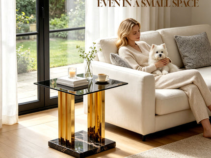 Side Table - Gray / Gold