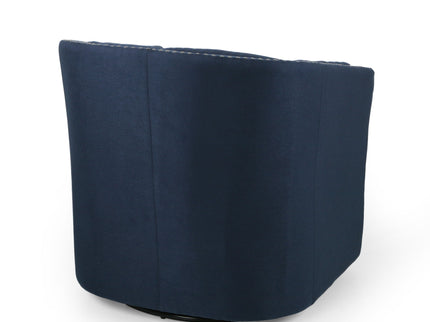 Modern Upholstered Swivel Club Chair With Nailhead Trim