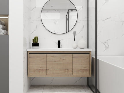 Floating Bathroom Vanity With Resin Sink And Soft Close Doors