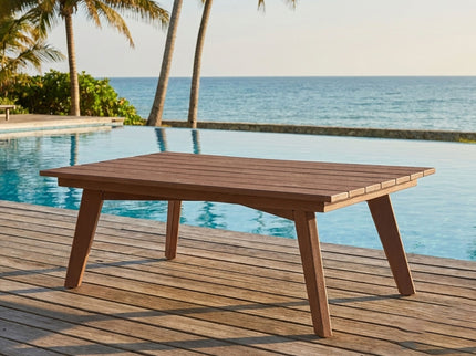 Outdoor Coffee Table, Wide Tabletop For Patio - Brown