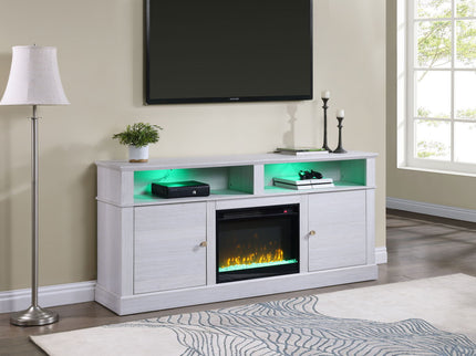 Terra - TV Stand Console With Fireplace - White Walnut